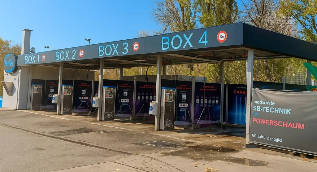 SB-Waschboxen bei der Löffler Autowaschanlage in Wien